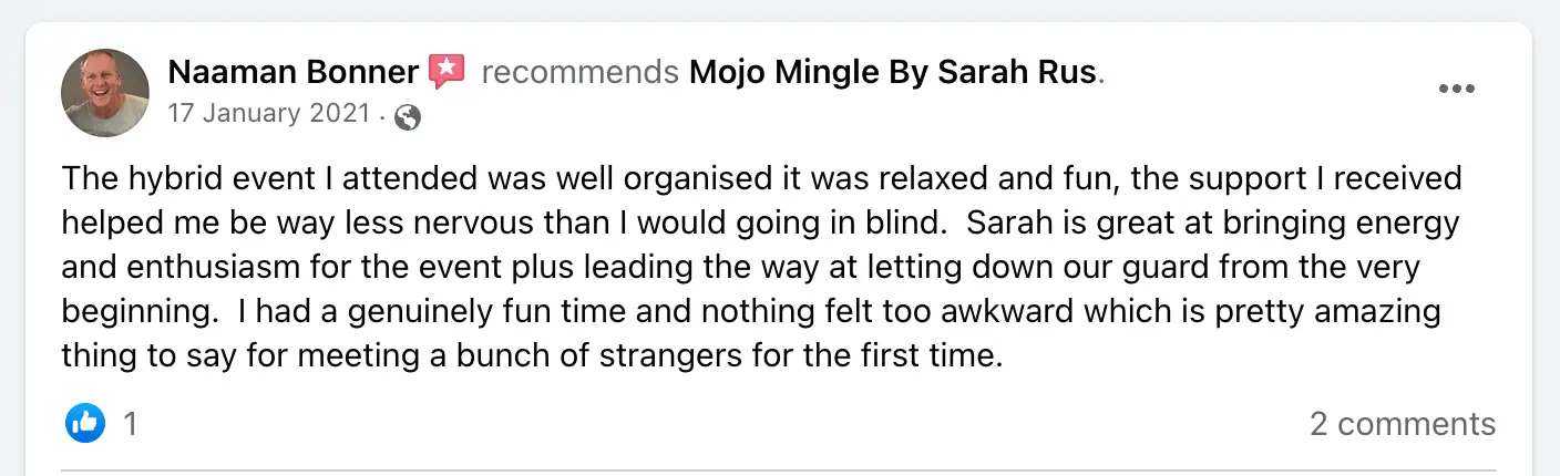 Mojo Mingle testimonial.. .