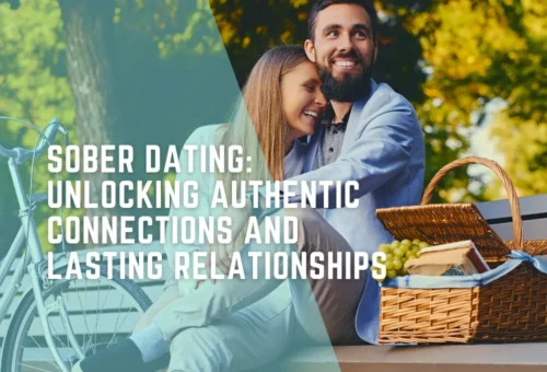 Sober couple on a date smiling with picnic basket